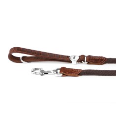 Brown Tucson Leash in Genuine Leather with Rope
