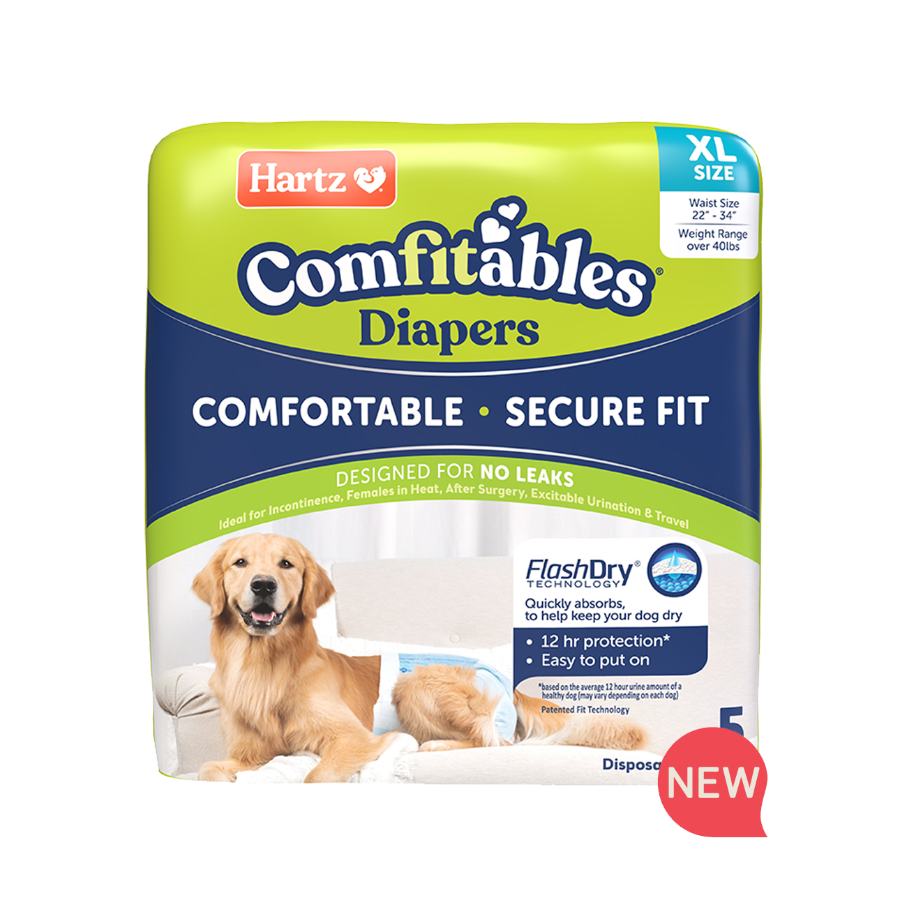 Hartz® Comfitables® Dog Diapers, Size XL, over 40 lbs. - 5ct