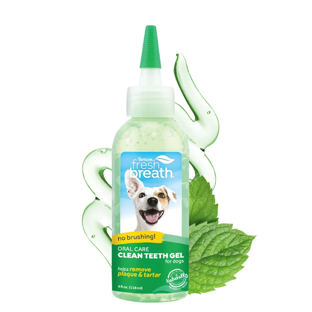 TropiClean Fresh Breath No Brushing Clean Teeth Dental & Oral Care Gel for Dogs, 4oz