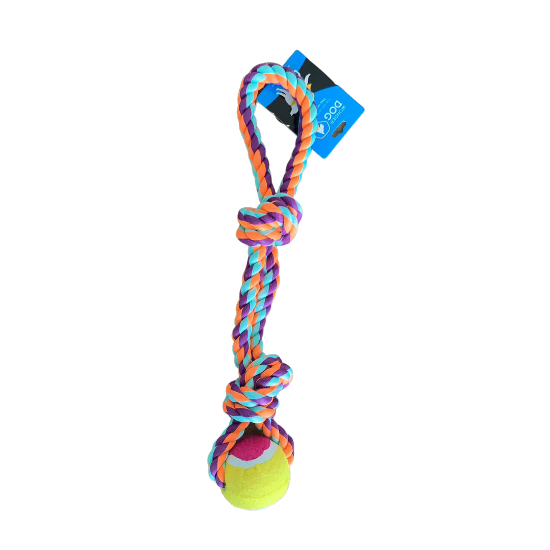 Juguete cuerda algodón nudos y pelota