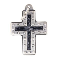 Bronx XL Futuristic Cross ID Tag in Antique Silver