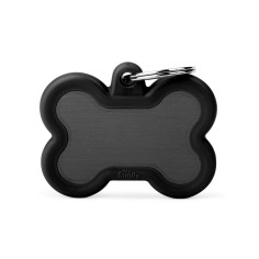 Hushtag Big Black Aluminum Bone ID Tag with Rubber