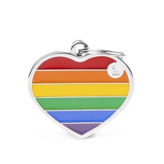 Rainbow Big Heart ID Tag