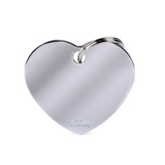 Basic Big Heart ID Tag in Chrome-Plated Brass
