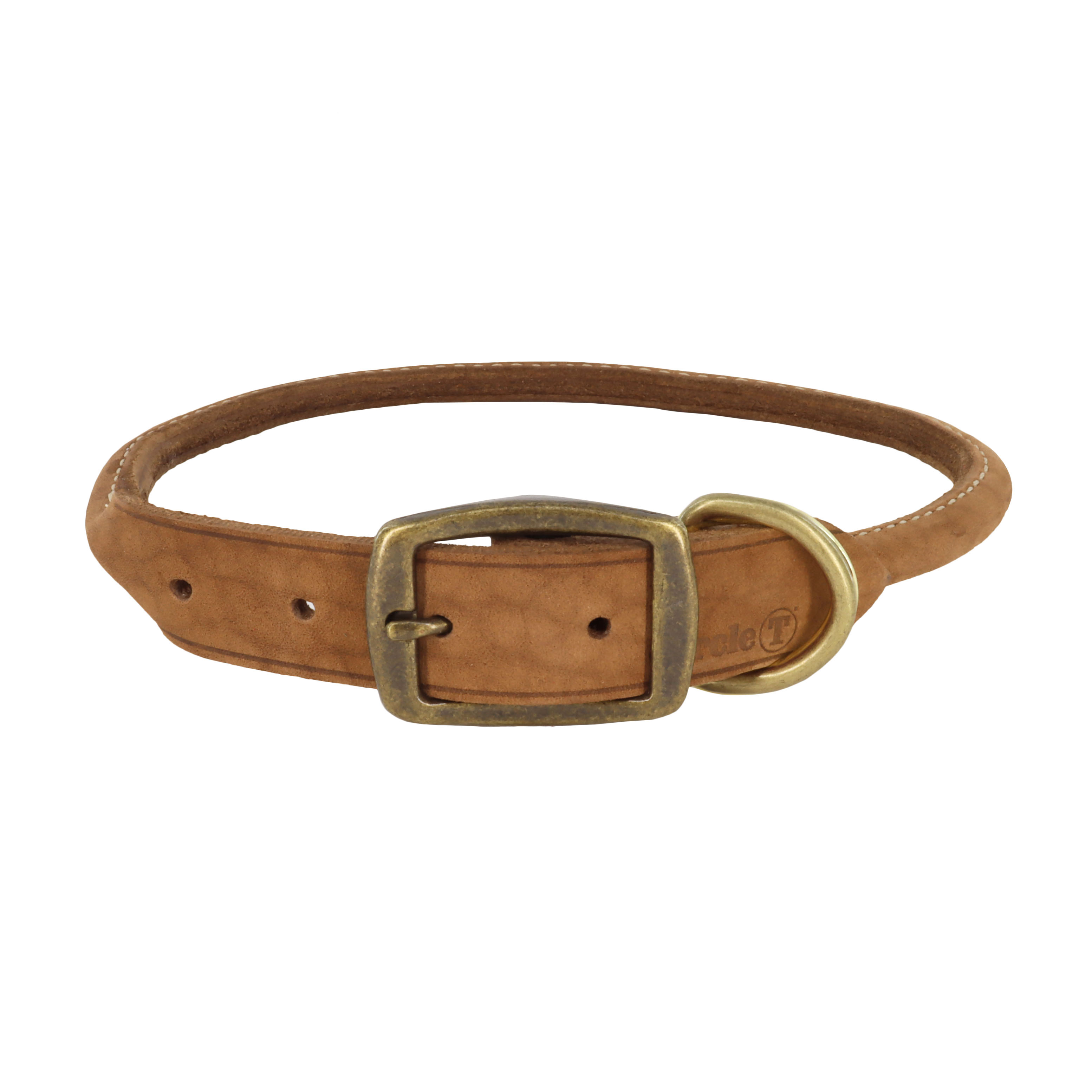 Circle T Rustic Leather Round Dog Collar
