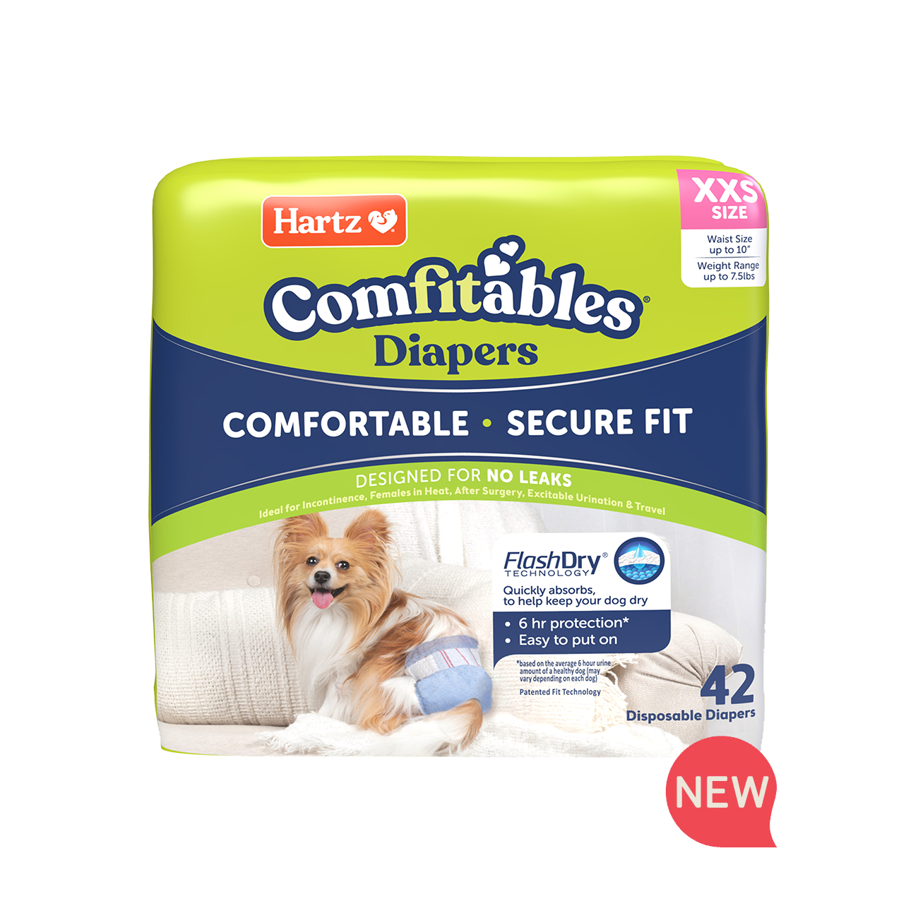 Hartz® Comfitables® Dog Diapers, Size XXS, up to 7.5 lbs. - 42ct