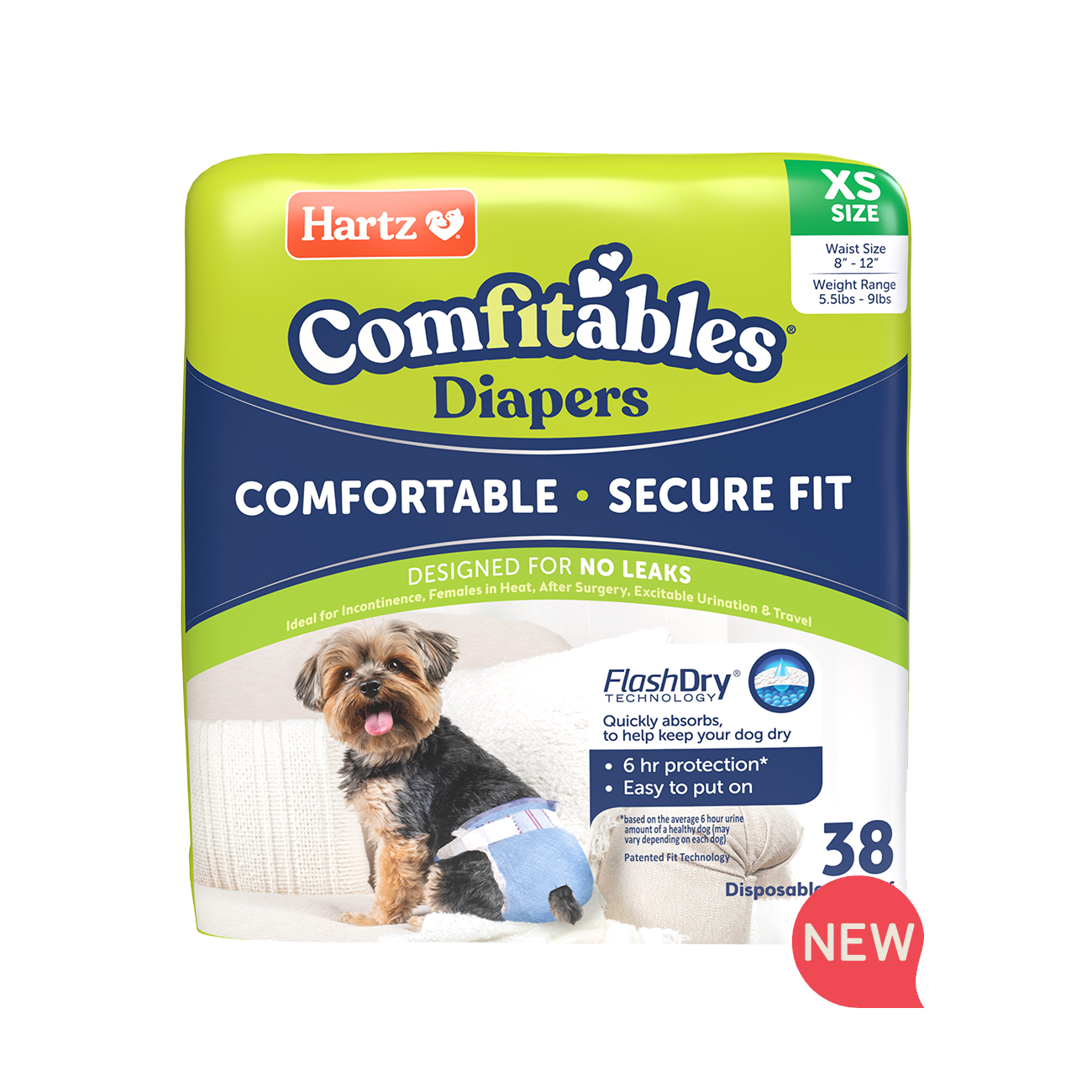 Hartz® Comfitables® Dog Diapers, Size XS, 5.5 - 9 lbs. - 38ct