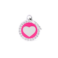 Glam Fuchsia Heart ID Tag with Rhinestones