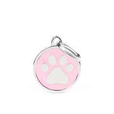 Classic Pink Circle con Paw ID Tag