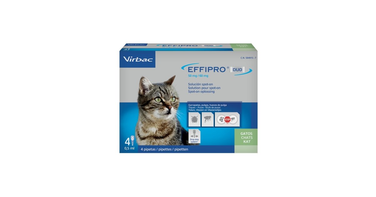 Effipro® Duo Spot-On - Pipetas antipulgas y garrapatas para gatos