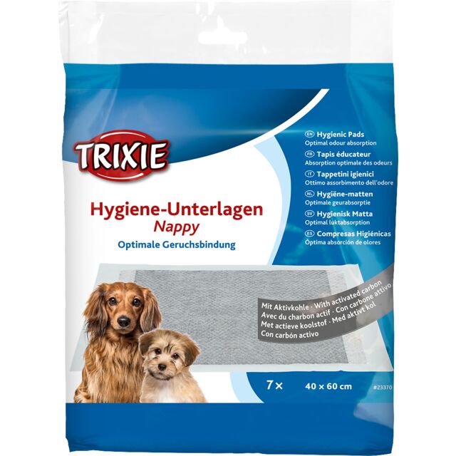 Nappy hygiene pad with activated carbon