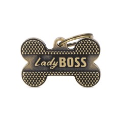 Bronx "Lady Boss" Big Bone ID Tag en English Brass