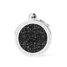 Shine Big Black Glitter Circle ID Tag