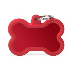 Hushtag XL Red Aluminum Bone ID Tag con Rubber