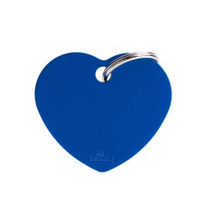 Basic Big Aluminum Blue Heart ID Tag