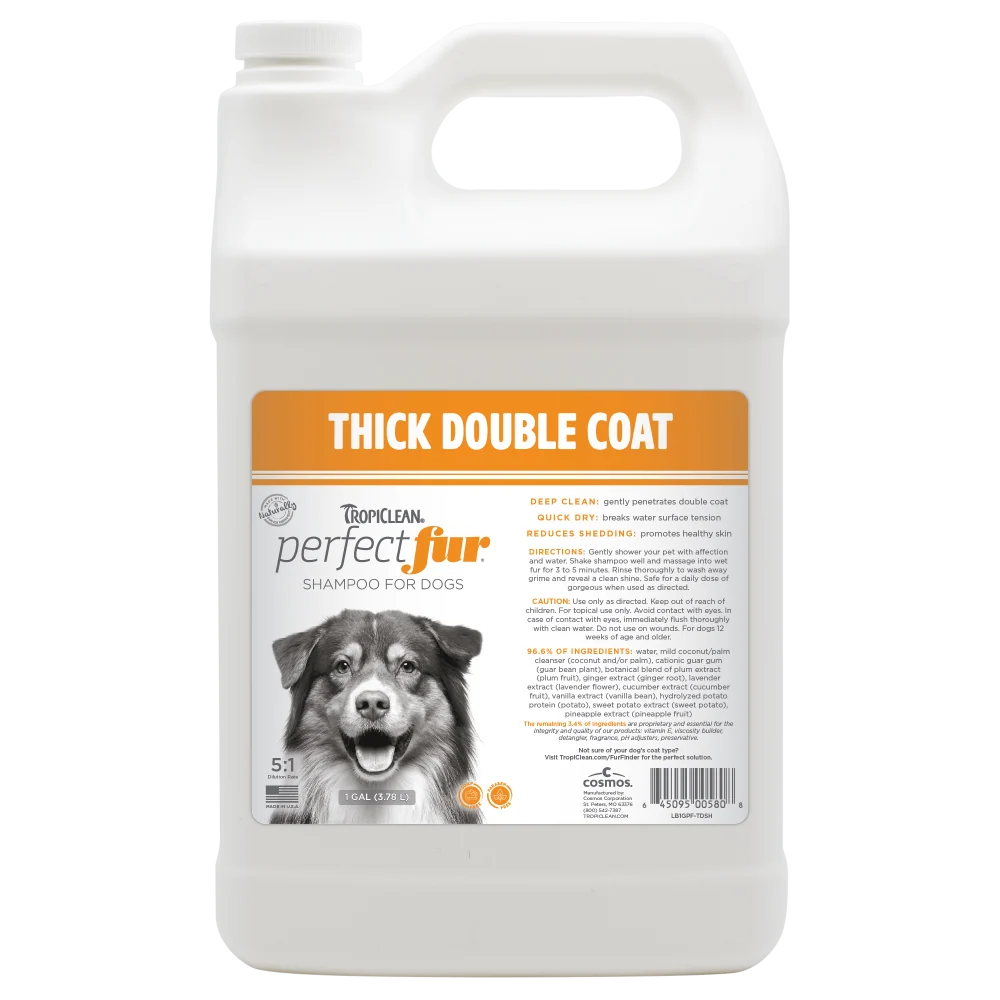 TropiClean PerfectFur Thick Double Coat Shampoo for Dogs, 1 gal