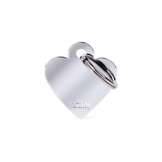 Basic Small Heart ID Tag in Chrome-Plated Brass