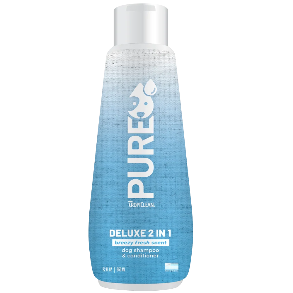 TropiClean PURE Breezy Fresh Deluxe 2-In-1 Plant-Based Dog Shampoo
