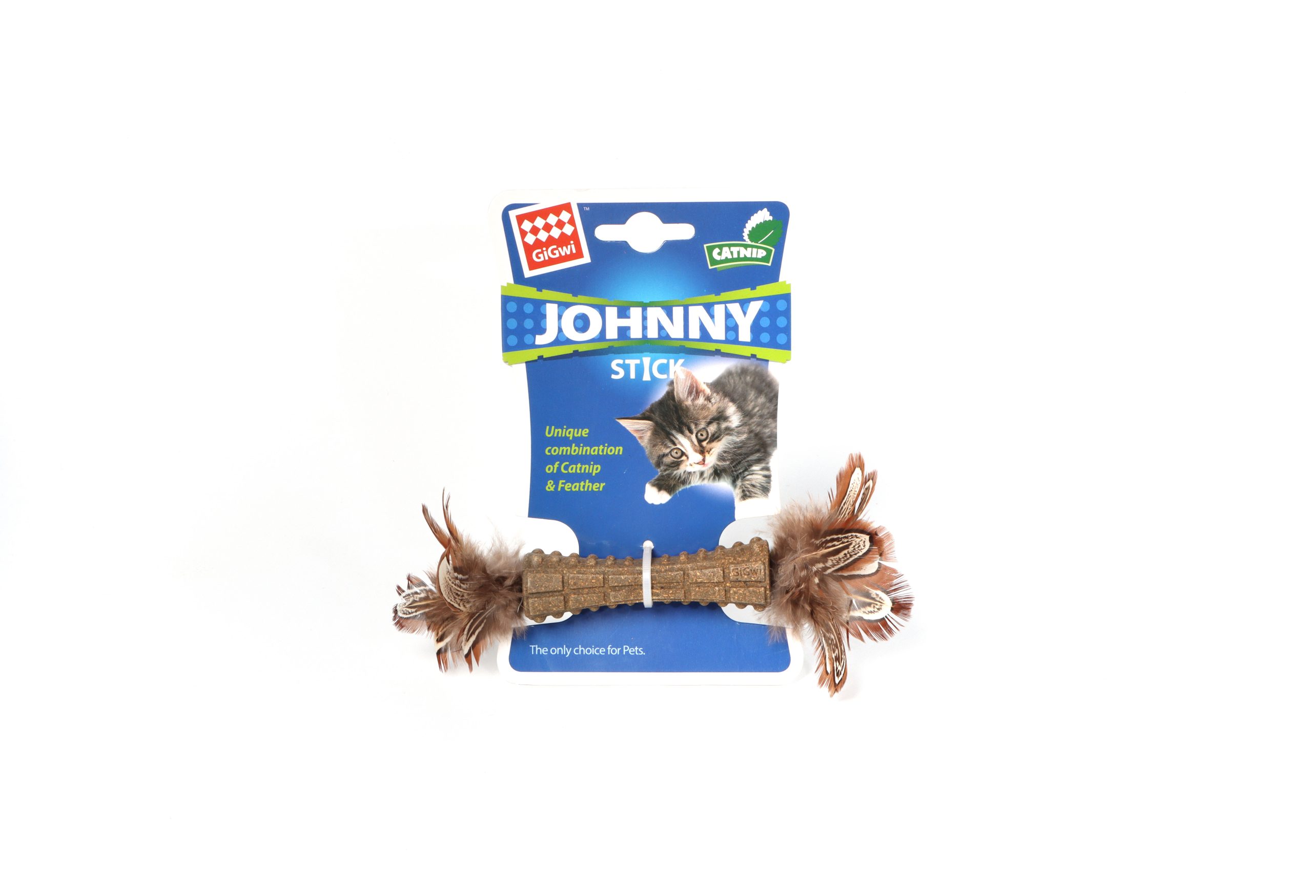 GiGwi Compressed Catnip Johny Stick Natural Feather
