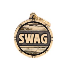 Bronx "Swag" Big Futuristic Circle ID Tag in English Brass