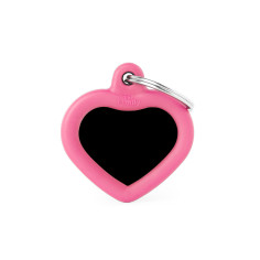 Hushtag Black Aluminum Heart ID Tag with Pink Rubber