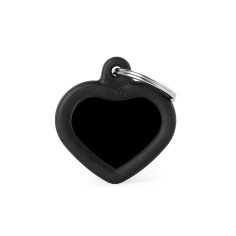Hushtag Black Aluminum Heart ID Tag with Black Rubber