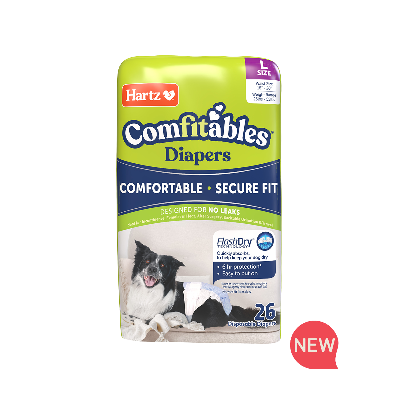 Hartz® Comfitables® Dog Diapers, Size L, 25 - 55 lbs. - 26ct