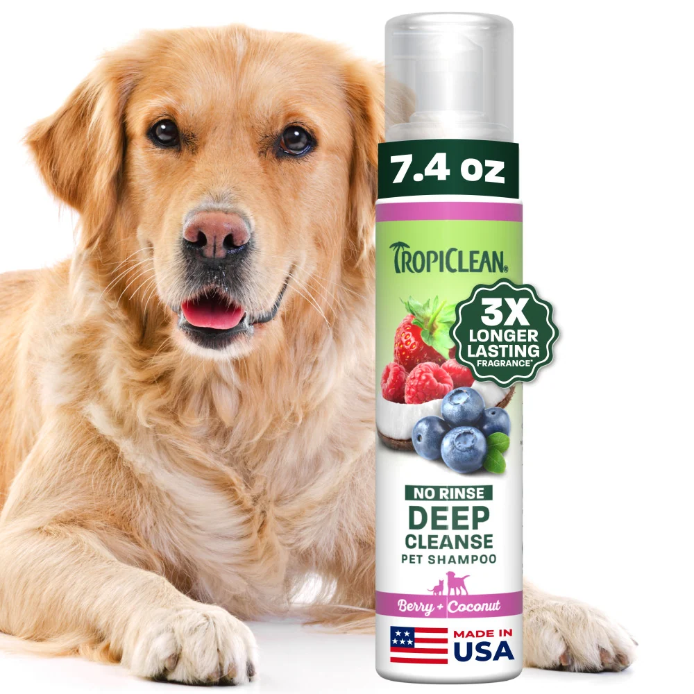 TropiClean Berry + Coconut Deep Cleanse No Rinse Pet Shampoo, 7.4oz