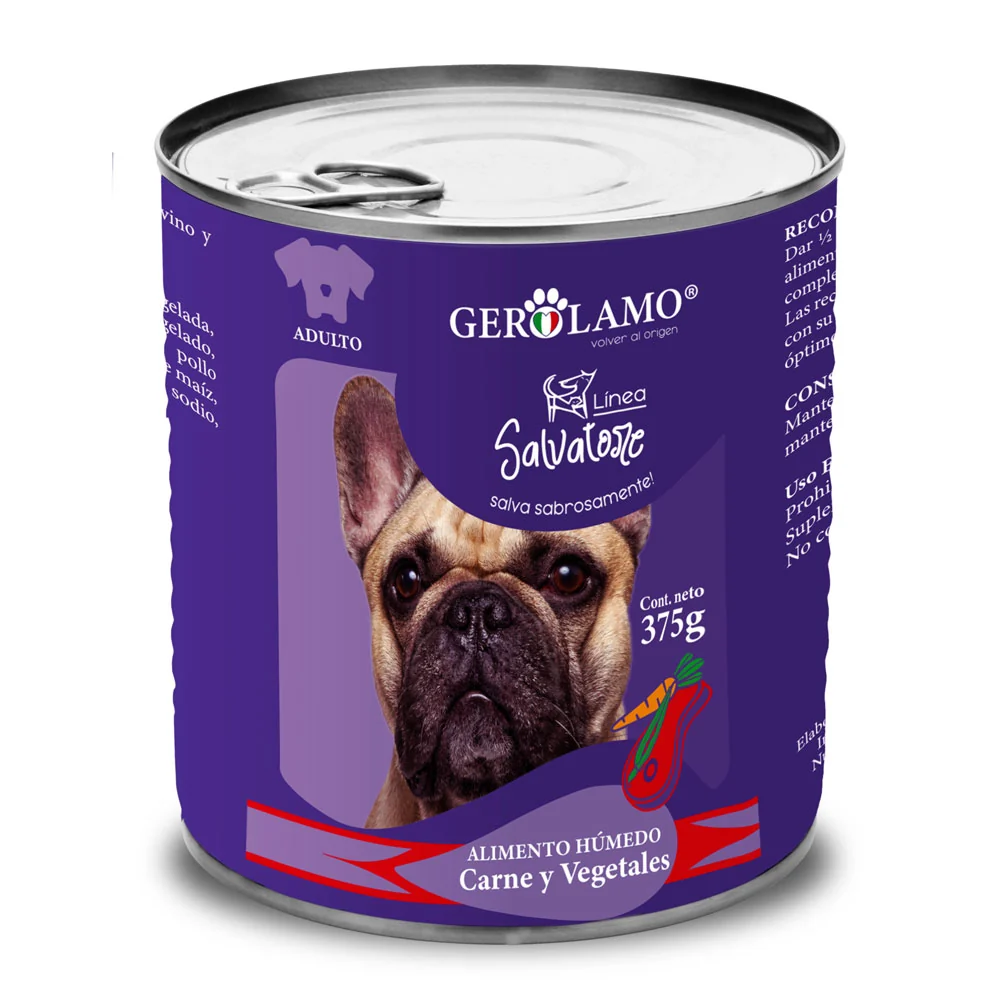 Gerolamo Salvatore lata perro carne vegetales