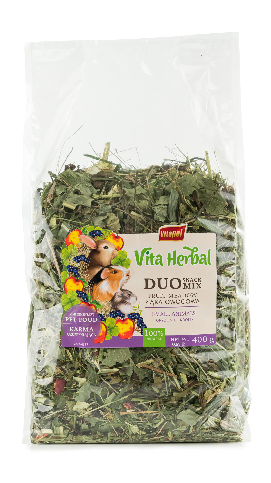 Vita Herbal Duo Snack – łąka owocowa dla gryzoni i królika 400g