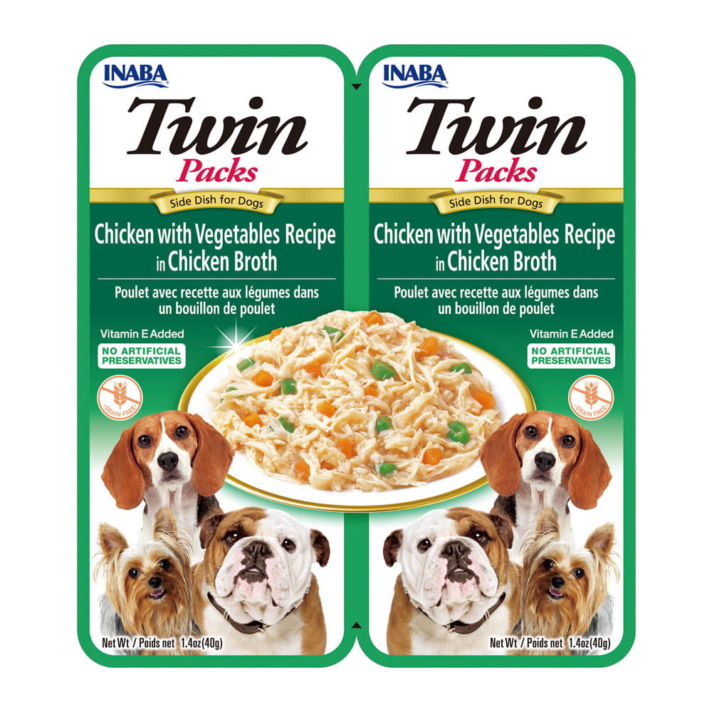 Dog Twin Packs de pollo con vegetales en caldo de pollo