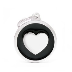 Classic Big Black Circle con Heart ID Tag