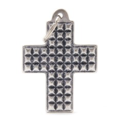 Bronx XL Cross with Studs ID Tag in Antique Silver