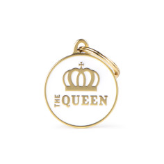 Charms White Satin "The Queen" ID Tag