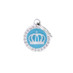 Glam Light Blue Crown ID Tag with Rhinestones