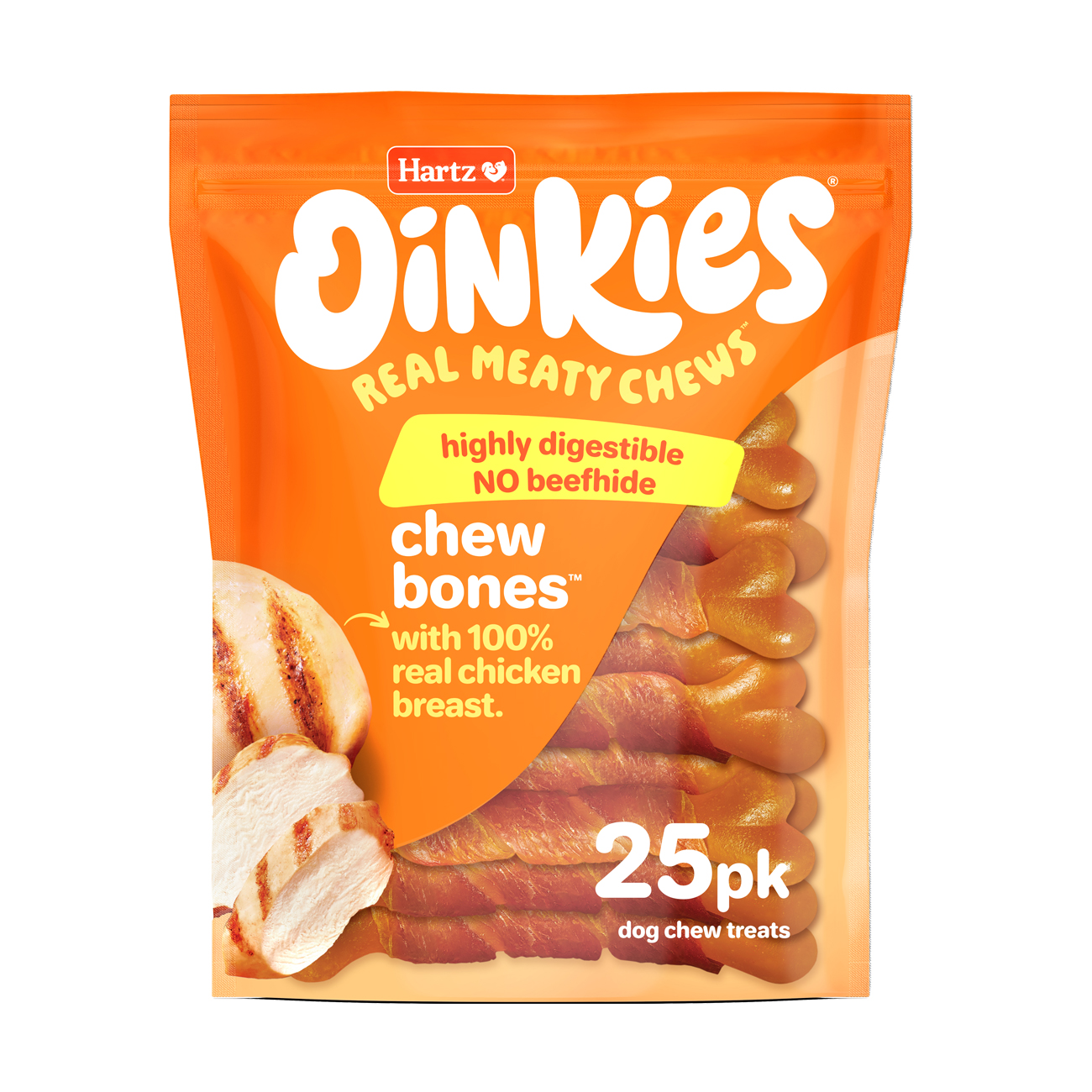 Hartz® Oinkies® Real Meaty Chews™ Chew Bones™ – 25 Pack