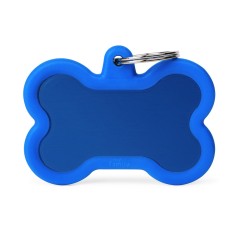 Hushtag XL Blue Aluminum Bone ID Tag with Rubber