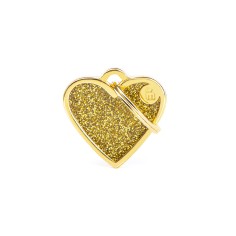 Shine Small Gold Glitter Heart ID Tag