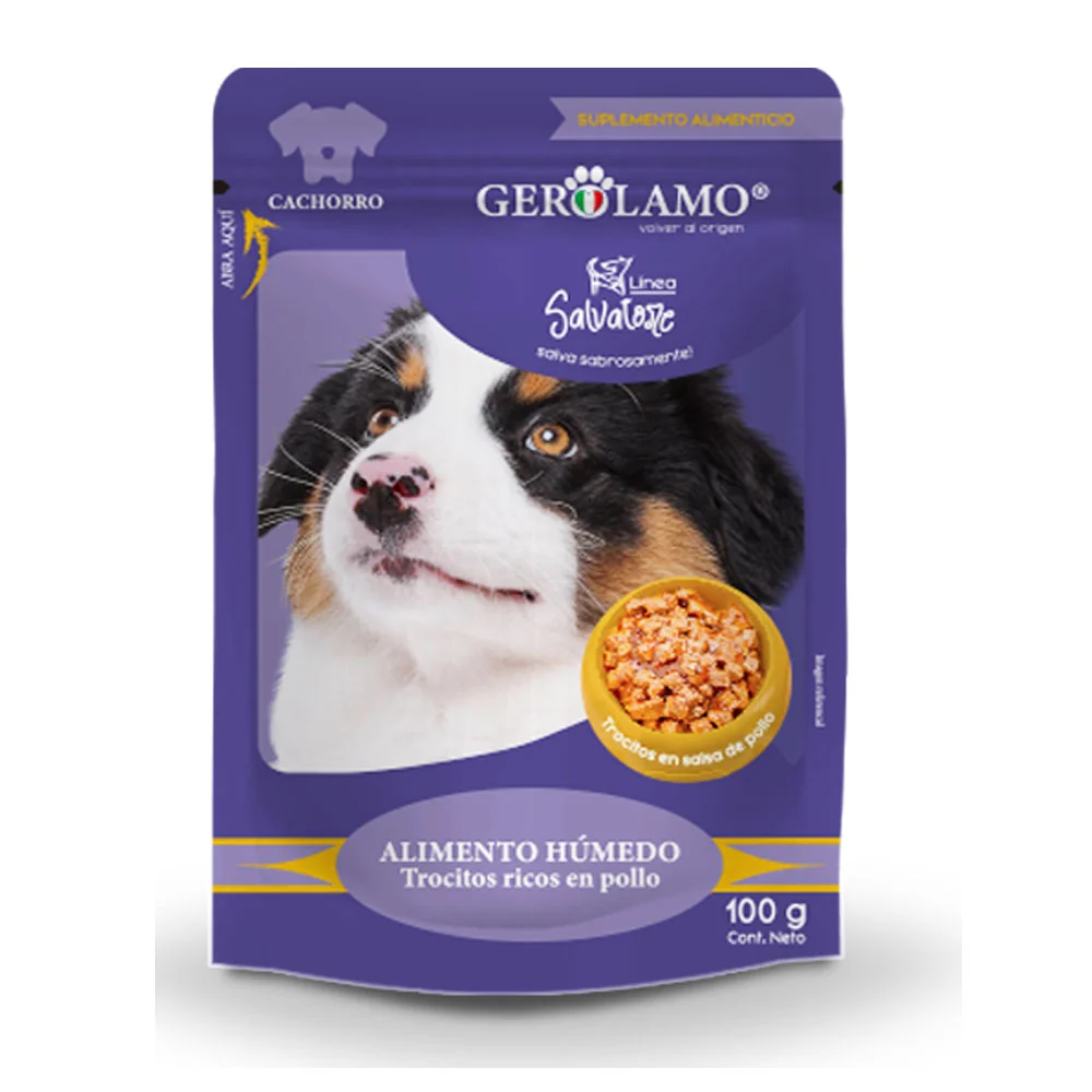 Gerolamo Snacks Pouch Trocitos En Salsa Cachorro Pollo