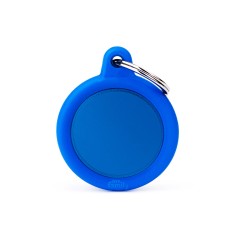 Hushtag Blue Aluminum Circle ID Tag with Rubber