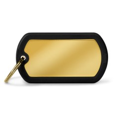 Hushtag Big Gold-Plated Brass Military ID Tag with Black Rubber