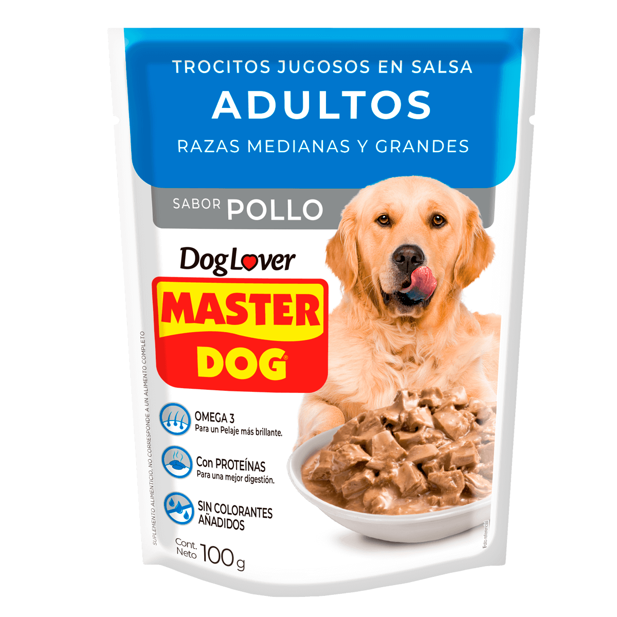 Nuevos trocitos jugosos adultos sabor pollo razas medianas y grandes