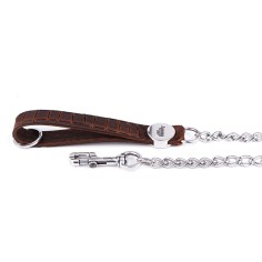 Brown Tucson Leash in Genuine Leather with Chain