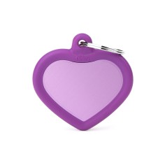 Hushtag Purple Aluminum Heart ID Tag with Rubber