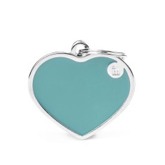 Basic Handmade Big Light Blue Heart ID Tag