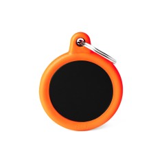 Hushtag Black Aluminum Circle ID Tag with Orange Rubber