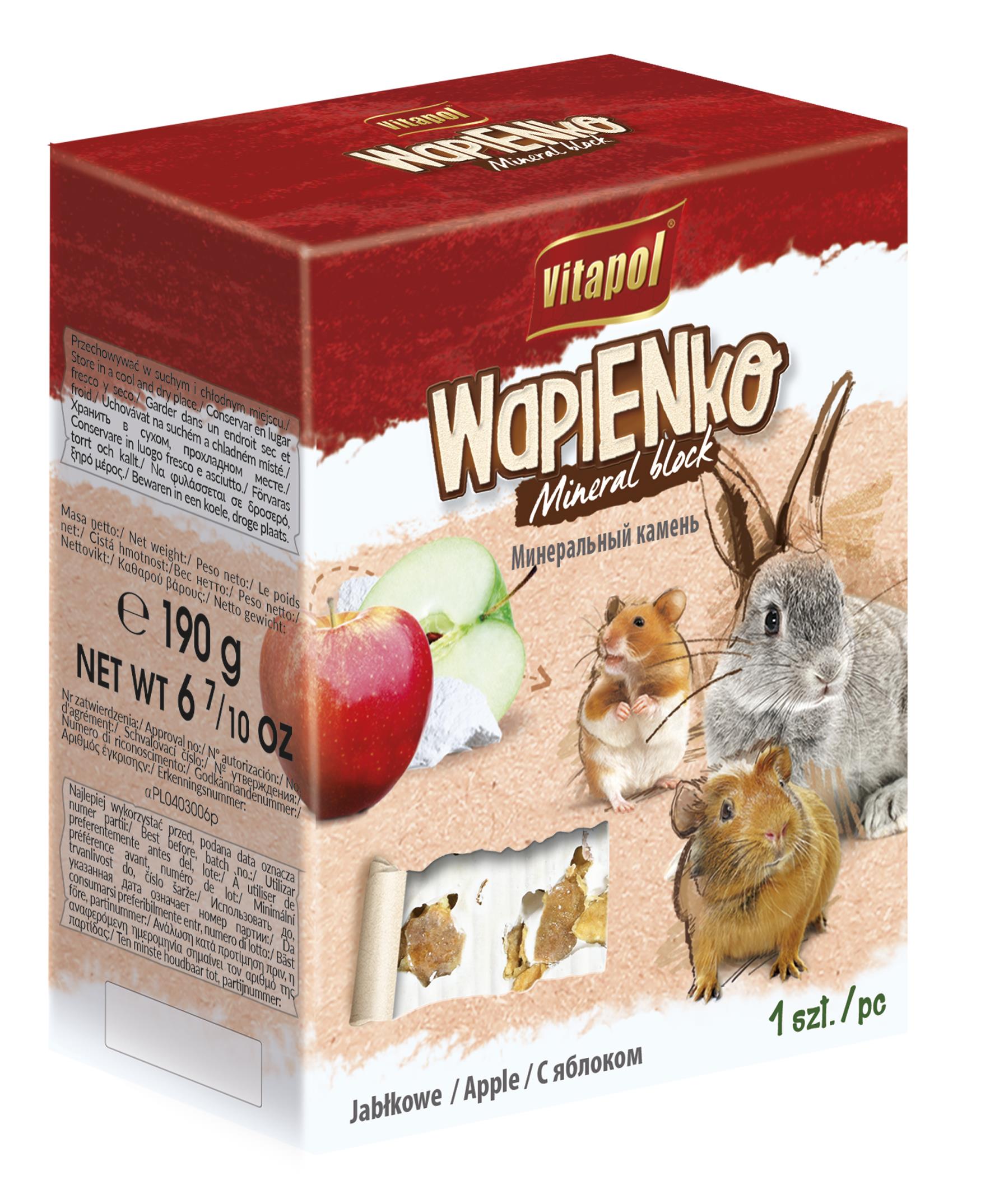 Kostka XL wapienna jabłkowa dla gryzoni i królika 190 g