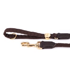 MyFamily Milano Correa en Premier Quality Italian Brown Nylon y Rope con 24K Gold Plated finishing para Perro