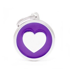 Classic Big Purple Circle con Heart ID Tag