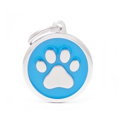 Classic Big Light Blue Circle con Paw ID Tag